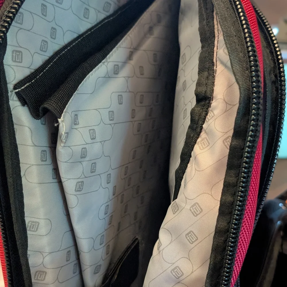 Quilted Red Men’s Backpack with Black Trim